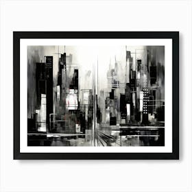 Cityscape Abstract Black And White 8 Art Print