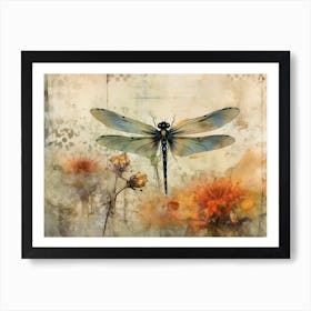 Dragonfly Illustration Botanical 3 Art Print