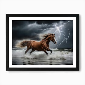 Horse In The Storm - Ai Art Print