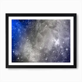 Dark Blue Grey Galaxy Space Background Art Print