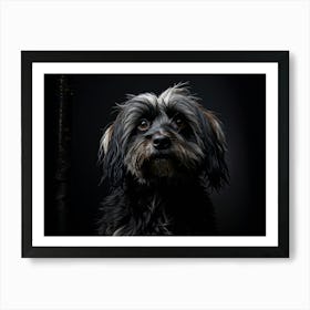 Old Black Lhasa Apsa Dog Showcased In Hyper Realistic Photography Drifting Into The Realm Of Melanc (1) Art Print