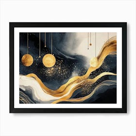 Gold And Black Abstract Painting 1 Art Print