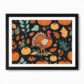 Default Happy Thanksgiving Day Vector Illustration With Turkey 1 Art Print