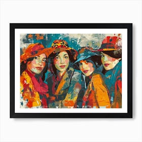 Three Women In Hats Art Print