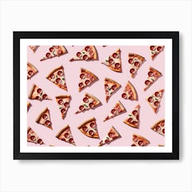 Pizza Slices On Pink Background Art Print