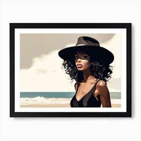 Illustration of an African American woman at the beach 43 Art Print