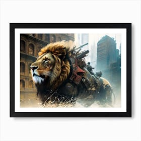 Lion In The City 3 Art Print