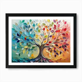 3d Abstract Multicolored Tree with Hanging Branches Art Print