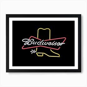 Budweiser Beer Neon Sign Texas Art Print