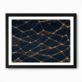 Abstract Image Of A Network Of Interconnecting Lines And Glowing Orbs, Resembling A Constellation, Web, Or Neural Network Art Print