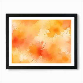 Abstract Background With Orange And Yellow Watercolor Splatters On A Light Yellow Background 1 Art Print