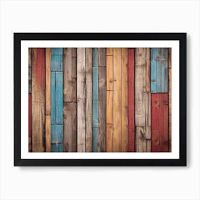 Colorful wood plank texture background 12 Art Print