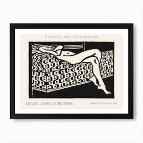 Nude Girl Lying On A Sofa, Ernst Ludwig Kirchner Poster Art Print
