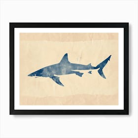 Blue Shark Grey Silhouette 3 Art Print