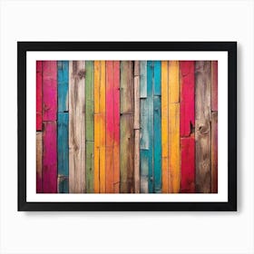 Colorful wood plank texture background 19 Art Print