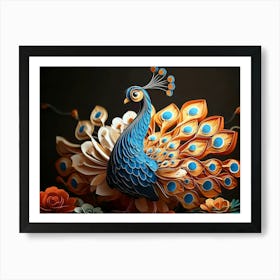 3d Carton Peacock 1 Art Print