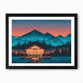 Cabin In The Mountains Art Print