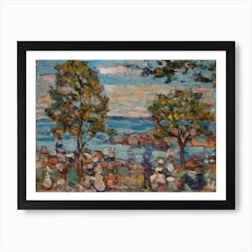 Beach Scene With Two Trees By Maurice Brazil Prendergast, Paul Signac Art Print