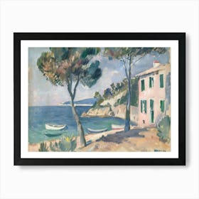 Coastal Cascade Painting Inspired By Paul Cezanne Art Print