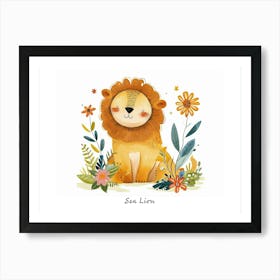 Little Floral Sea Lion 2 Poster Art Print