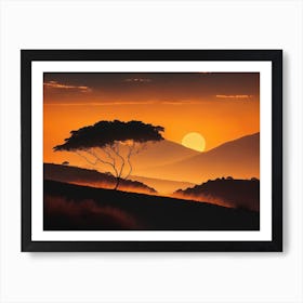 Sunset In Kenya Art Print