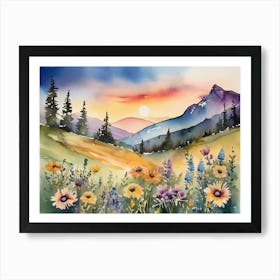 Watercolor Of Wildflowers Art Print