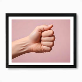 Closeup Of A Fist On Pink Background Art Print