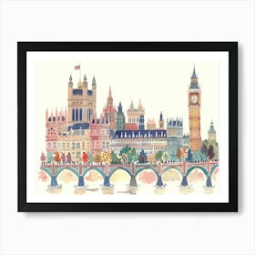 London England Landmarks Landscape Watercolour Art Print