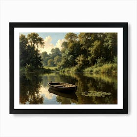 Boat On A Lake Art Print