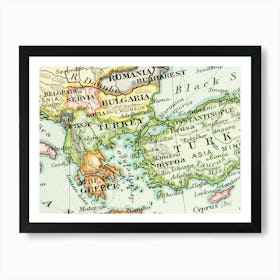 Map Of Turkey, Istanbul, retro map, vintage map Art Print