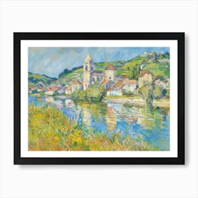 Rural Lakeside Symphony Painting Inspired By Paul Cezanne Art Print