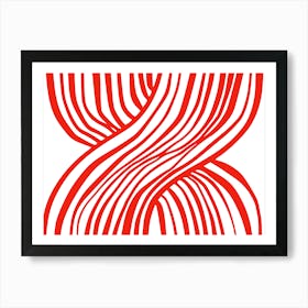 Abstract Red Wavy Lines Art Print