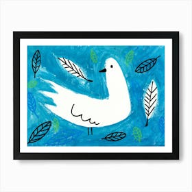 Bird On Blue Art Print