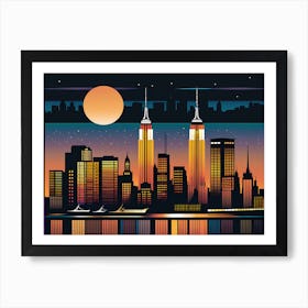 New York City Skyline 4 vector art Art Print