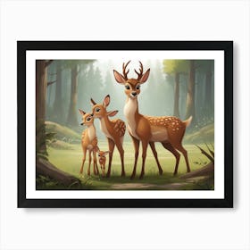 Family Of Deer Art Print