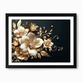 Gold Flowers 1 Art Print