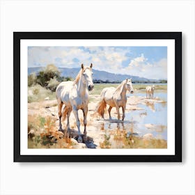 Horses Painting In Corsica, France, Landscape 2 Art Print