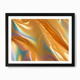 Abstract Image Of A Textured, Iridescent Surface In Shades Of Gold With Blue, Green, And Purple Highlights Art Print