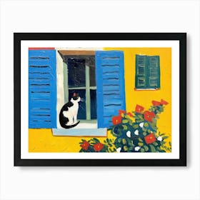 Cat Black White On A Window Matisse Art Print