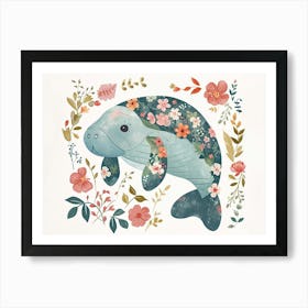 Little Floral Manatee 3 Art Print