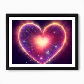 A Colorful Glowing Heart On A Dark Background Horizontal Composition 42 Art Print