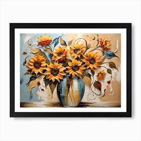 Sunflowers In A Vase Abstract 2 Art Print