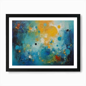 An Abstract Painting Of Blue And Yellow Art Print