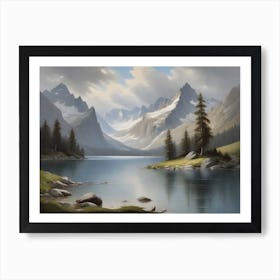 Alpine Mountain Lake Nature Art Print