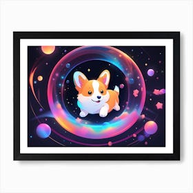 Corgi In Space 14 Art Print