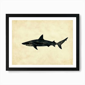 Pelagic Thresher Shark Grey Silhouette 3 Art Print