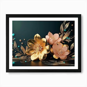 Gold Flowers Art Print