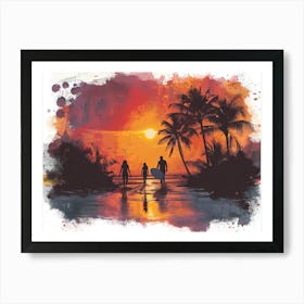 Sunset On The Beach Art Print