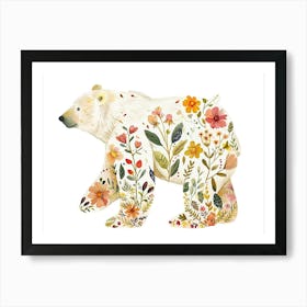 Little Floral Polar Bear 3 Art Print