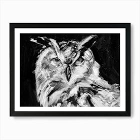 Owl In Black And White Art Print